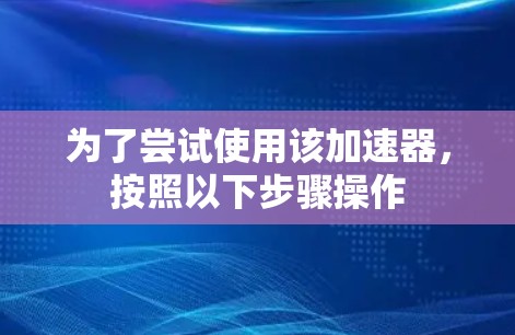 为了尝试使用该加速器，按照以下步骤操作