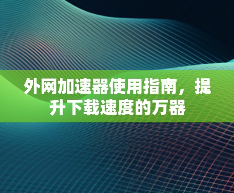 外网加速器使用指南，提升下载速度的万器