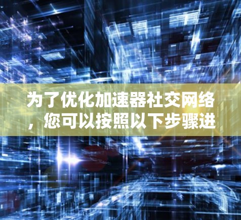 为了优化加速器社交网络，您可以按照以下步骤进行操作
