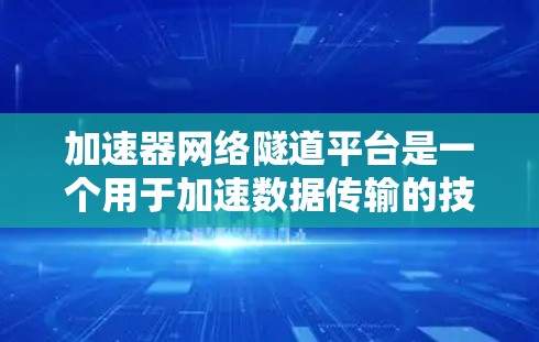 加速器网络隧道平台是一个用于加速数据传输的技术平台，主要应用于工业自动化、电子商务、金融、医疗和物流等领域。以下是对该平台的详细分析